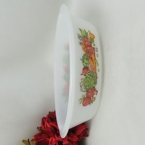 Glasbake Veggie Medley Milk Glass Oval Casserole Dish